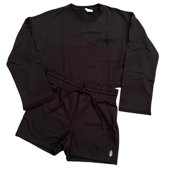 NWT FP Movement Sunny Set Black French Terry Cropped Sweatshirt & Shorts S Small - Picture 5 of 16